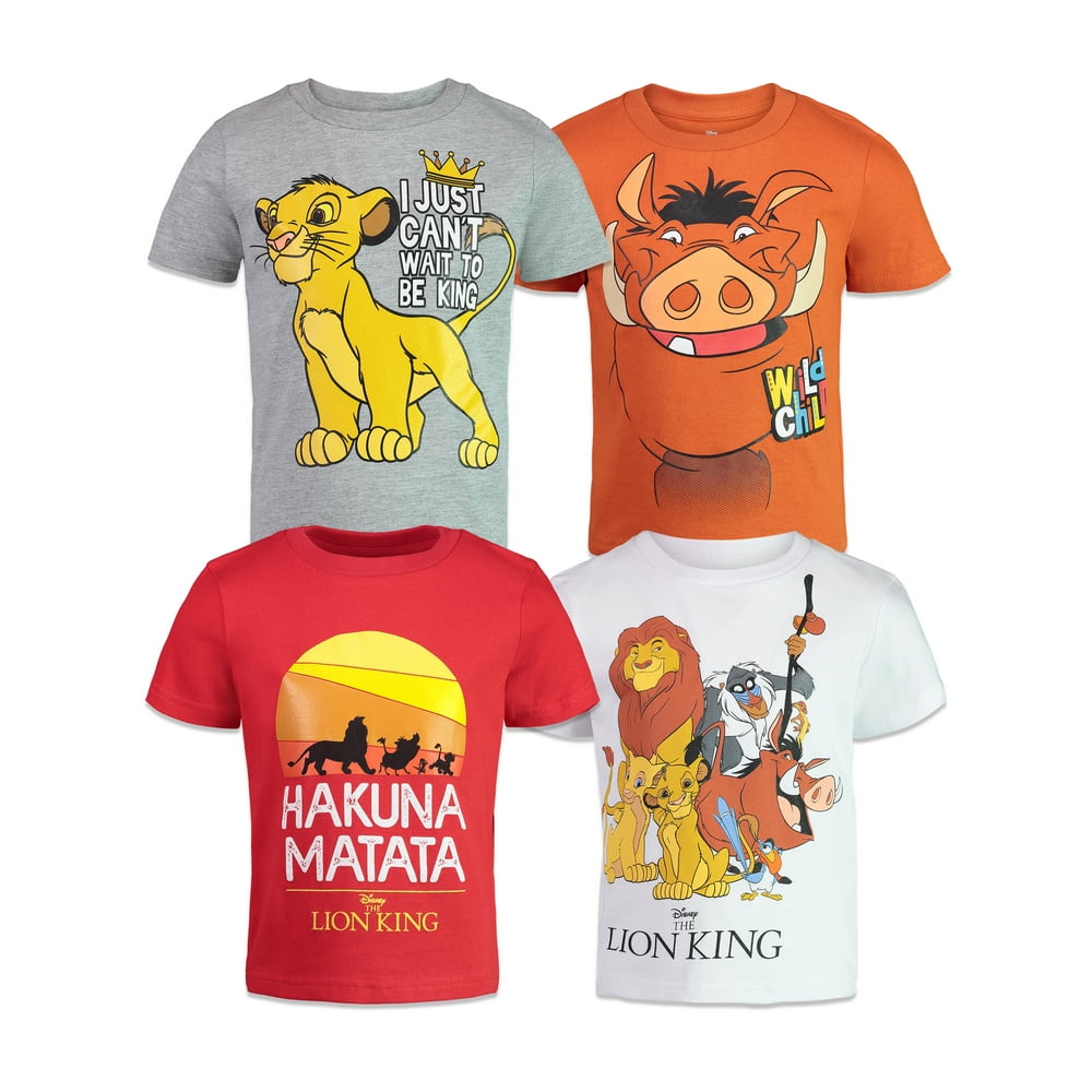 Simba Disney Lion King Toddler Boys 4 Pack TShirts Simba Timon