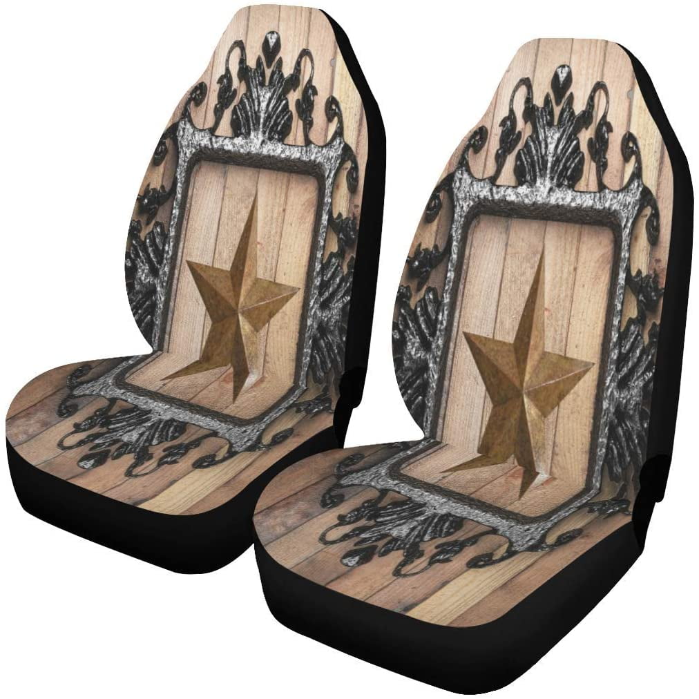 FMSHPON Set of 2 Car Seat Covers Western Texas Star Universal Auto
