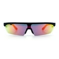 thumbnail image 5 of 80s Half Rim Narrow Rectangle Shield Retro Plastic Sport Plastic Sunglasses Black - Fuchsia Mirror, 5 of 8