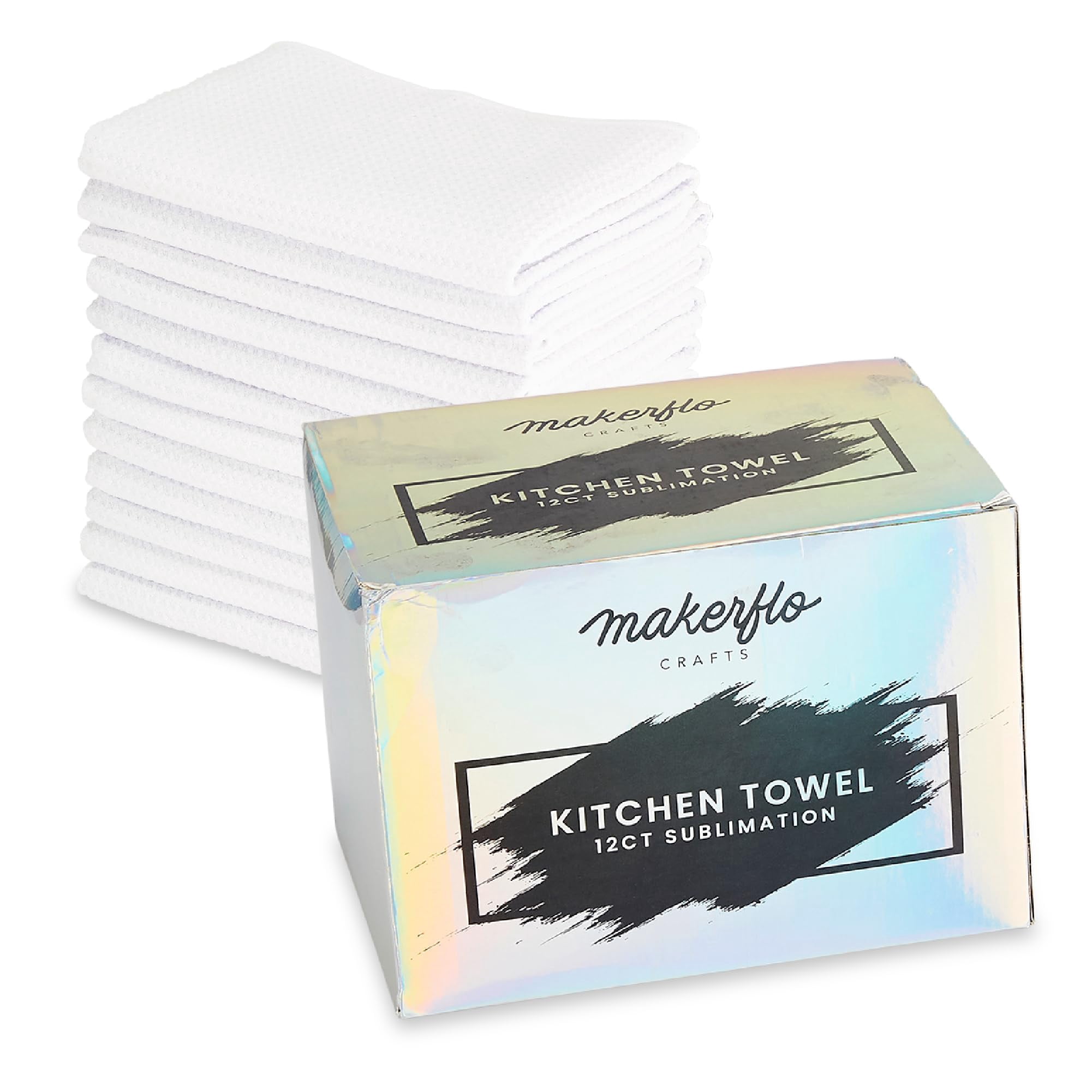 MakerFlo Kitchen Towel for Sublimation, Ideal for DIY Crafts, Heat Transfer & Custom Printing