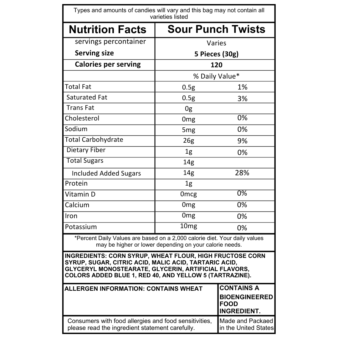 Bulk 10 Pound Bag of Sour Candy Twists – Individually Wrapped Tart & Sweet Chewy Treats – Party Favor & Snack Pack Mix
