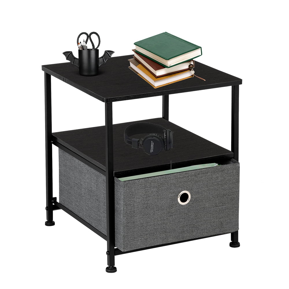Kepooman Drawer Dresser, Night Stand with Drawer, Gray End Table Storage Cabinet, Easy Pull Fabric Bins, Wooden Side Table for Bedroom, Living Room, Dining Room Furniture Kepooman Drawer Dresser, Night Stand with Drawer, Gray End Table Storage Cabinet, Easy Pull Fabric Bins, Wooden Side Table for Bedroom, Living Room, Dining Room Furniture