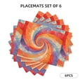thumbnail image 2 of Linen Placemat With 18×12in Double Stitching Is Effectively Insulated And Foldable For Family Hotel Picnic Trips Palevioletred Tie-Dye Vibrant Colors And Swirling Six Piece, 2 of 8