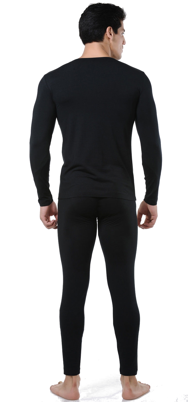 Men’s Ultra-Soft Tagless Fleece Lined Thermal Top & Bottom Underwear Set, Black, Large - image 3 of 5