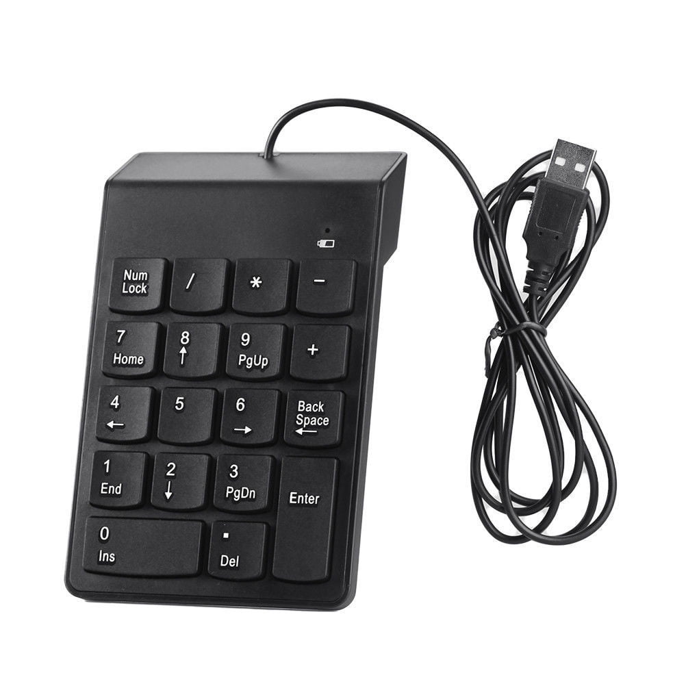 USB Numeric Keypad Number Keyboard Pad Wired Plam Size 18 Keys Black
