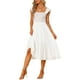thumbnail image 2 of Vestido midi bohemio de tirantes con volantes y escote cuadrado para mujer INSPIRE CHIC, color blanco, talla 3XL, 2 of 6
