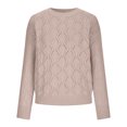 thumbnail image 4 of Odeerbi Winter Knit Sweater For Women 2024 Casual Round Neck Long Sleeved Pullover Sweater Khaki, 4 of 5