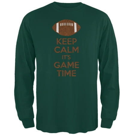 - Keep Calm Game Time Football Forest Green Adult Long Sleeve T-Shirt