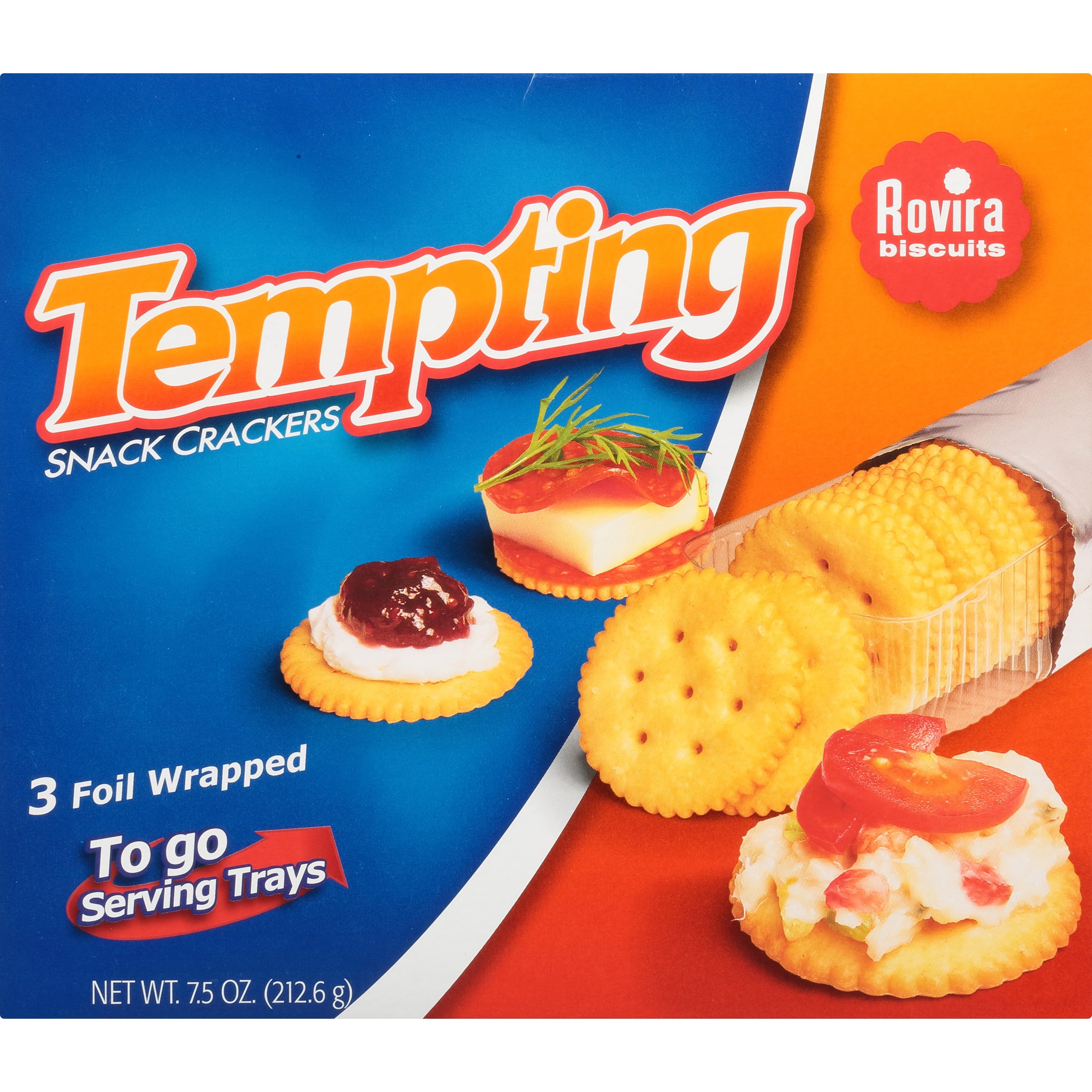 Rovira Tempting Snack Crackers with Three Individual Trays, 7.5oz Box