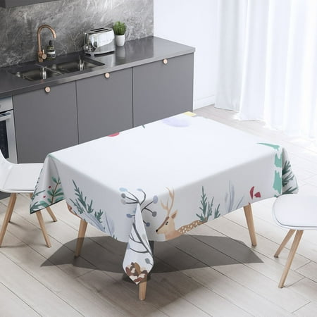 

Linen Rectangle Tablecloth Merry Christmas Passionate Snowman Romantic Snowflake Winter Snow Sky Table Cloth Washable Dust-Proof Table Cover for Dining/ Buffet/ Parties/Weddings/ Banquet 85*85cm