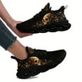 thumbnail image 6 of Coolcustomize Men's Gothic Skull Design Sneakers, Black Low-Top Lace-Up Shoes with Golden Floral Accents, Comfortable Walking Trainers, Casual Streetwear Style | Gothic Streetwear | EVA Sole Sneakers, 6 of 10
