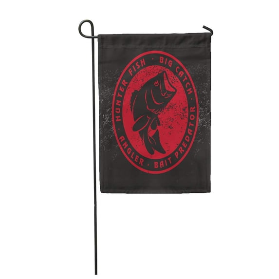 KDAGR Fishing Bass Fish Jumping Emblem Fins Teeth Fisherman Freshwater Garden Flag Decorative Flag House Banner 12x18 inch