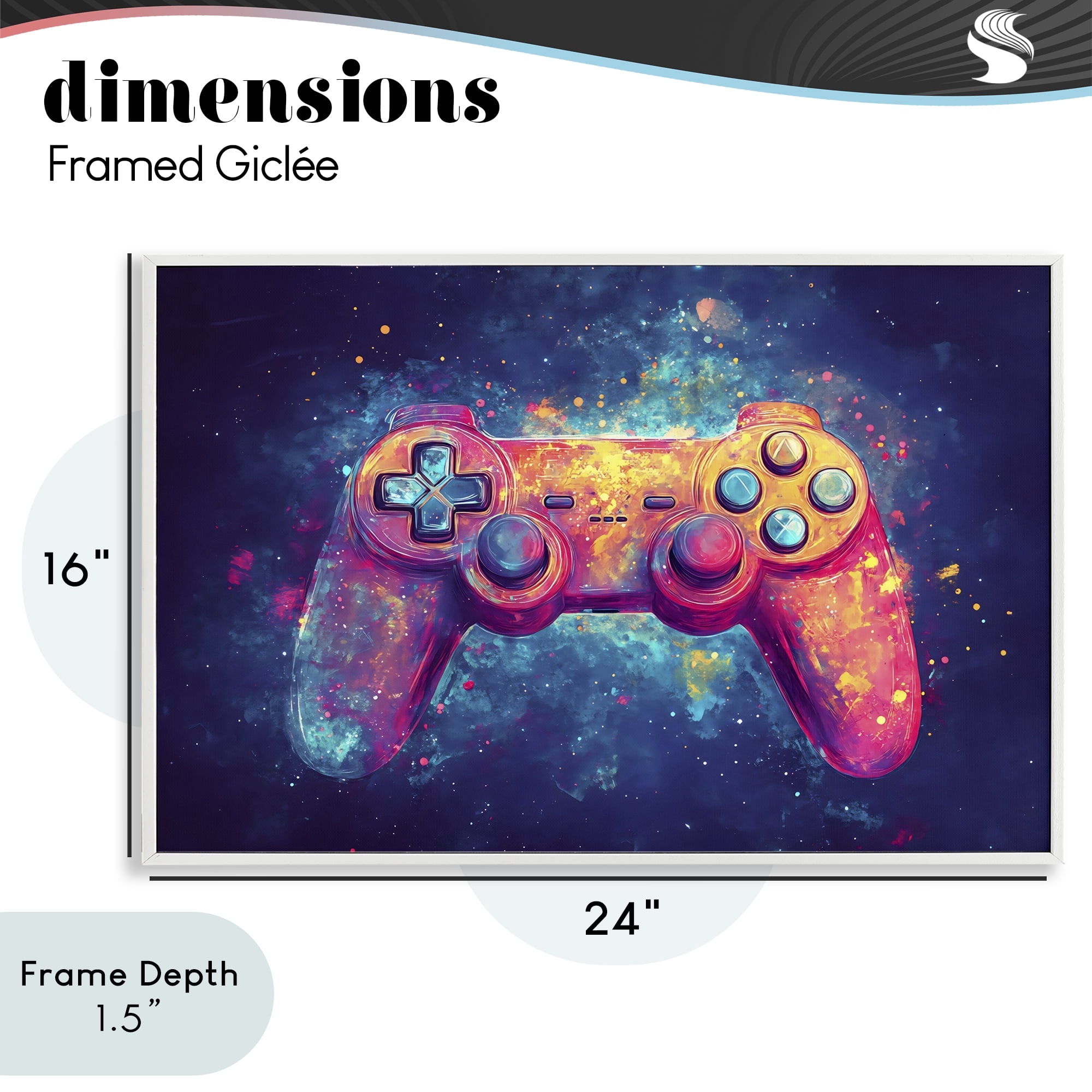 Stupell Industries Futuristic Cosmic Game Controller White Framed Giclee Art, design by Creative Studio