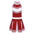 thumbnail image 2 of YONGHS Kids Girls Cheerleading Outfit Sleeveless Tops Pleated Skirt Set 6-16 Wine Red 10, 2 of 5