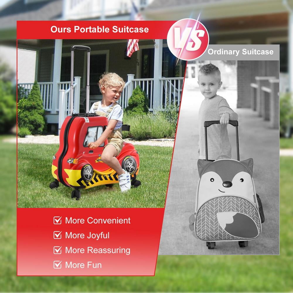 Xianers Toddler Ride on Suitcase 24 in Carry-On Red Car Luggage Cabin Case Cabin Luggage with Safety Belt for Kid Boy Aged 6-12 Years Old exceptional