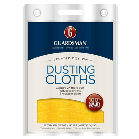 Guardsman Wood Furniture Dusting Cloths - 5 Pre-Treated Cloth - Captures 2x The Dust of a Regular Cloth, Specially Treated, No Sprays or Odors - 462700 (Best Cloth For Dusting Furniture)