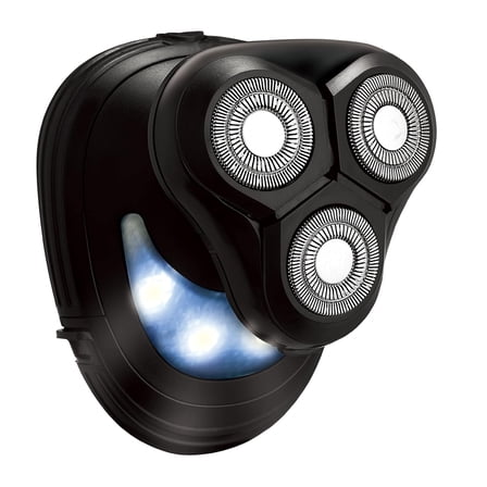 Chargeworx Groom Essentials Cordless 3D Rotary Men’s Face & Head Electric Shaver with LED Light, Black GEMS106