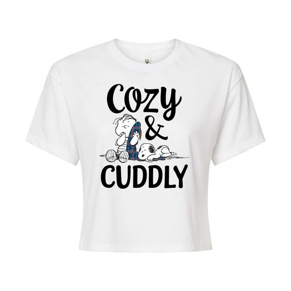 Peanuts - Cozy And Cuddly - Juniors Cropped Cotton Blend T-Shirt