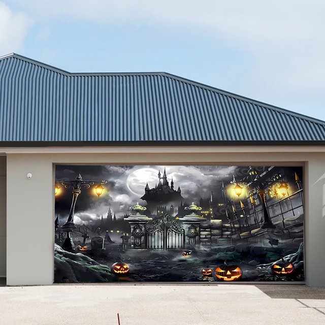 Fiudx Artículos en oferta con ofertas flash Fondo de garaje de Halloween, tela decorativa para colgar, fiesta con tapiz decorativo