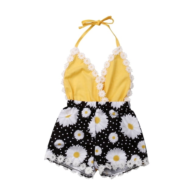 Combinaison Tournesol pour Bébé Fille Enfant en Bas Âge une-Pièce