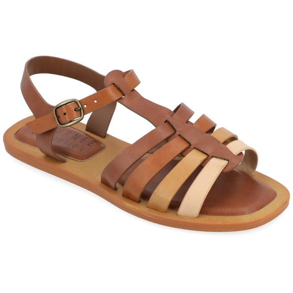 Journee Womens Benicia Buckle Flat Sandals
