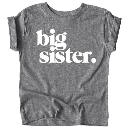 

Bold Big Sister Colorful Sibling Reveal Announcement T-Shirt for Baby and Toddler Girls Sibling Outfits Granite Heather Shirt 2T