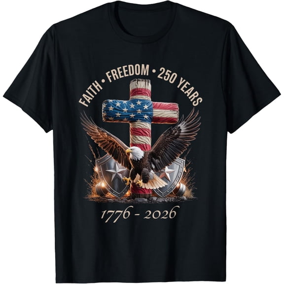 Vintage Faith Freedom 250 Years 1776-2026 Independence USA Womens T-Shirt