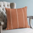 thumbnail image 6 of 18x18 Pillow Covers Set of 2, Burnt Orange Striped Throw Pillow Covers Decorative Couch Cushion Case, Farmhouse Linen Texture Line Stripes Microfiber Square Pillowcases for Bedroom Car Living Room, 6 of 9