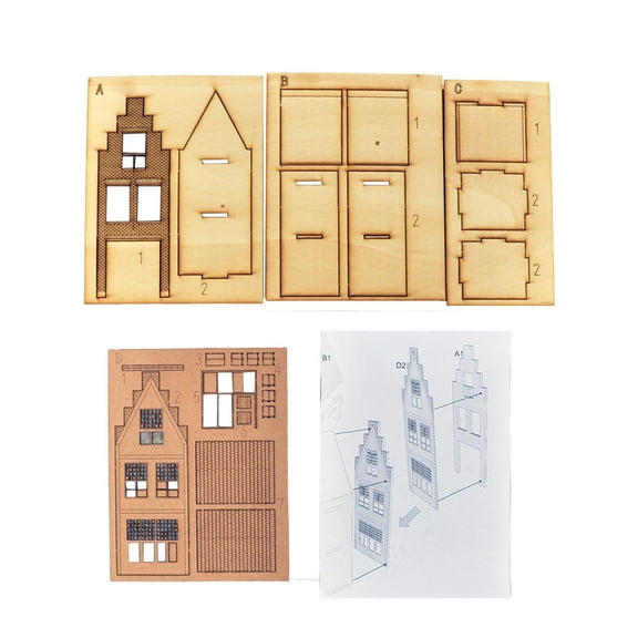 1:87 Building Model house Assemble Toy Unpainted Building Building Display Model Puzzles for Diorama Micro Landscape Architecture Model