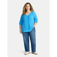 thumbnail image 2 of Time and Tru Women's and Women's Plus V Neck Tunic Sweatshirt with Long Sleeves, Sizes XS-4X, 2 of 2