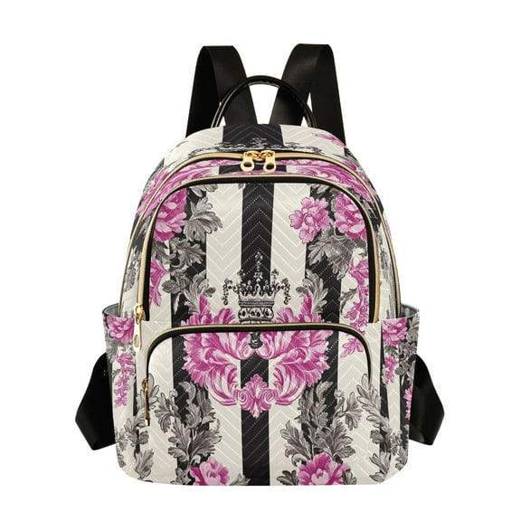 Casual Floral Crown Backpack for School,College and Travel, Water Resistant Bookbag,