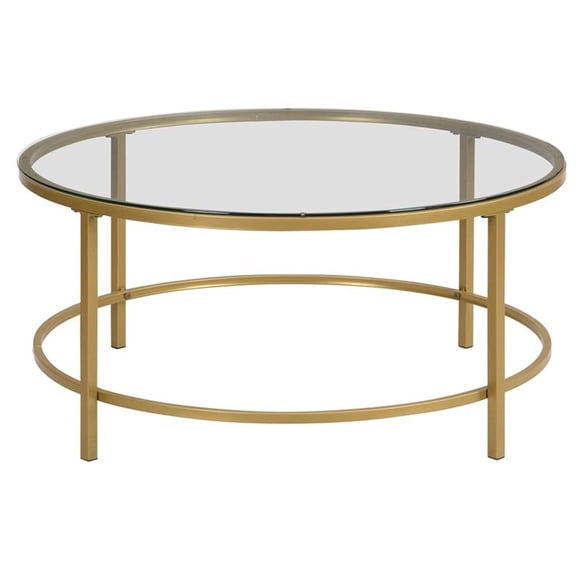 Carolina Classics Verazano Glass Top 36 In Round Coffee Table in Gold
