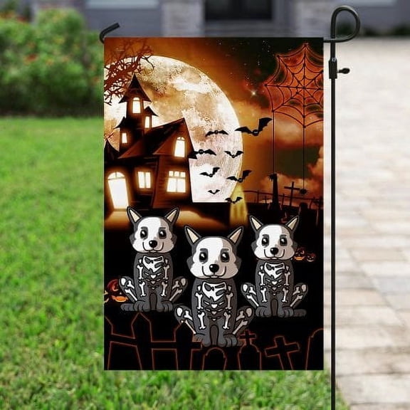 Flagwix Halloween Flag, Happy Halloween Welsh Corgi Costume Halloween Decoration, Fall Decor, Canvas Double-sided Printed 12x18 Garden Flag