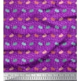 thumbnail image 1 of Soimoi Purple Rayon Crepe Fabric Rabbit Animal Decor Fabric Printed Yard 46 Inch Wide, 1 of 3