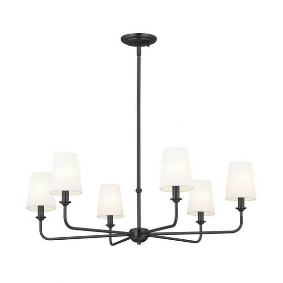 6 Light Chandelier in Traditional Style-13.75 inches Tall and 32.25 inches Wide-Black Finish Bailey Street Home 147-Bel-4964823