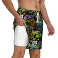 thumbnail image 3 of Picia Game Joysticks pattern Mens Swim Trunks with Compression Liner Stretch Beach Shorts Quick Dry with Zipper Pockets No-Chafing Board Shorts-3X-Large, 3 of 9