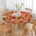 thumbnail image 3 of Pioneer Flower Floral Print Pattern Round Fitted Tablecloth with Elastic Edge,Dining Table Cover Waterproof,Outdoor Round Tablecloth for Camping,Dining,Indoor and Outdoor, 3 of 7
