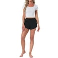 thumbnail image 2 of INSPIRE CHIC Womens Shorts Scalloped Hem Elastic Waist Adjustable Drawstring Ruffle Soft Cozy Sleepwear XL Black, 2 of 6