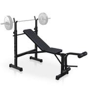 Adjustable Olympic Weight Bench with Squat Rack Combo, Foldable Incline Flat Decline Workout Bench Press Station, Max 330 Lbs Capacity Full Body Home Gym Strength Training Equipment