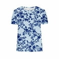 thumbnail image 4 of Women's Floral Printed Tops Casual Crew Neck Plus Size Short Sleeve Shirts Summer Trendy Business Dressy Blouses (2XL, Multicolor 4), 4 of 5