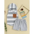 thumbnail image 2 of Bslissey Toddler Baby Boys 2Pcs Outfits Sleeveless Striped Hooded Tank Tops + Elastic Waist Shorts 6M 12M 18M 24M 3T Infant Casual Summer Short Pants Sets, 2 of 9
