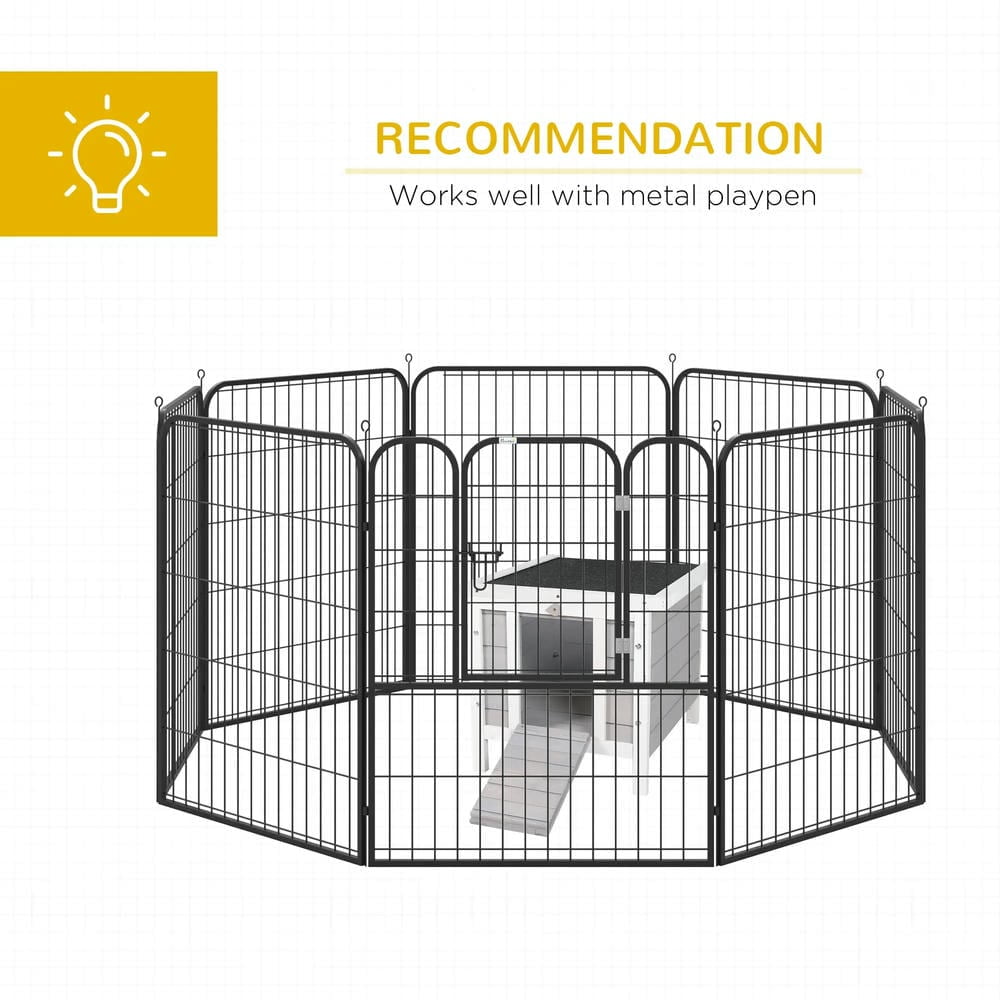 Spaco Small Wooden Rabbit Hutch, Bunny Cage, Guinea Pig Cage Duck House Dog House with Openable & Waterproof Roof, Gray