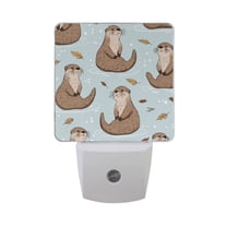 Otters in Water Leaves LED Night Light with Smart Sensor Plug Into Wall Dusk to Dawn 2 packs