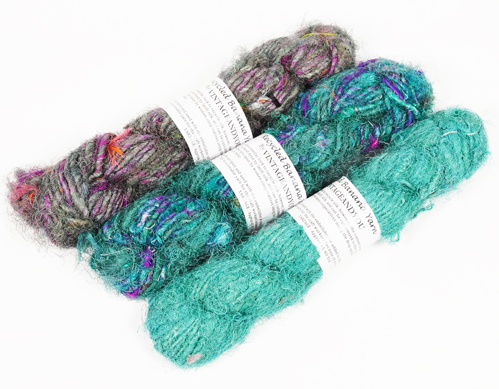 Vintageandyou Recycled Banana Silk Yarn - 300g Pack of 3 | Hand-Spun Natural Fiber Skein for Knitting, Crochet, Weaving & Craft Projects - Soft Art Yarn Made from Viscose Banana Fibers - Single Skein
