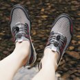 thumbnail image 6 of Men's Gray Black Contrast Mesh Hiking Sneakers, Rugged Thick Sole Anti Slip Outdoor Trekking Shoes, 6 of 9
