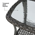 thumbnail image 3 of Gymojoy Patio Wicker Rattan Side Table Outdoor SquareTempered Glass Top End Table with Storage, Gray, 3 of 8