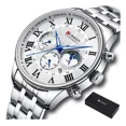 thumbnail image 1 of Reloj Curren Luxury Chronograph Con Calendario Para Hombre Fondo Plateado, 1 of 4