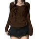 thumbnail image 1 of TRKIYQC Camisetas vintage para mujer con estampado de alas cruzadas de manga larga con cuello en V para otoño TRKIYQC  moda, 1 of 6