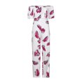 thumbnail image 2 of Aayomet Jumpsuit For Women Casual Shoulder Women Capelet Sparkly Off Printed Loose Floral Leaf Playsuit Women's Jumpsuit,Red L, 2 of 4