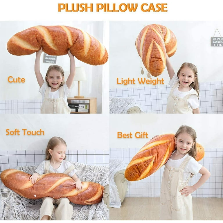 3D Simulation Bread Shape Pillow Soft Lumbar Baguette Back Cushion Funny Food Plush Stuffed Toy 40/60/80/100cm, Size: 40 cm